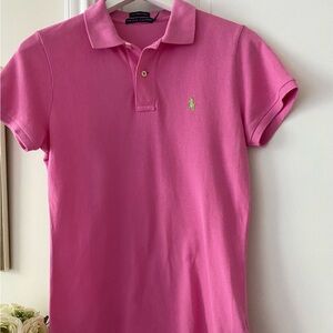 Pre-owned Ralph Lauren Women Skinny Mesh Polo Pink Shirt, M